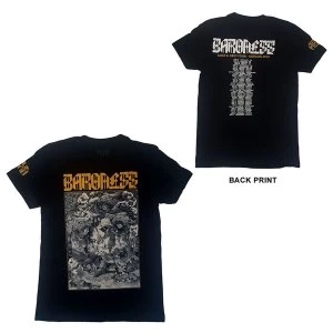 Baroness - Gold & Grey Dateback Unisex Large T-Shirt - Black