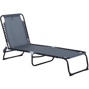 Foldable Sun Lounger Deck Beach Reclining Seat Bed Folding Garden Chair - Outsunny