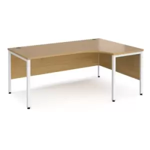 Office Desk Right Hand Corner Desk 1800mm Oak Top With White Frame 1200mm Depth Maestro 25 MB18ERWHO