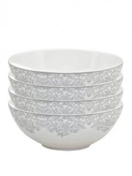 Monsoon Denby Filigree Silver Cereal Bowls ; Set Of 4