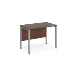 Office Desk 1000mm Rectangular Desk With Bench Leg Walnut Tops With Silver Frames 600mm Depth Maestro 25