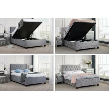 Cologne Ottoman Grey Fabric Upholstered Bed Frame 4ft6 Double 135cm Lift Up Storage - Birlea