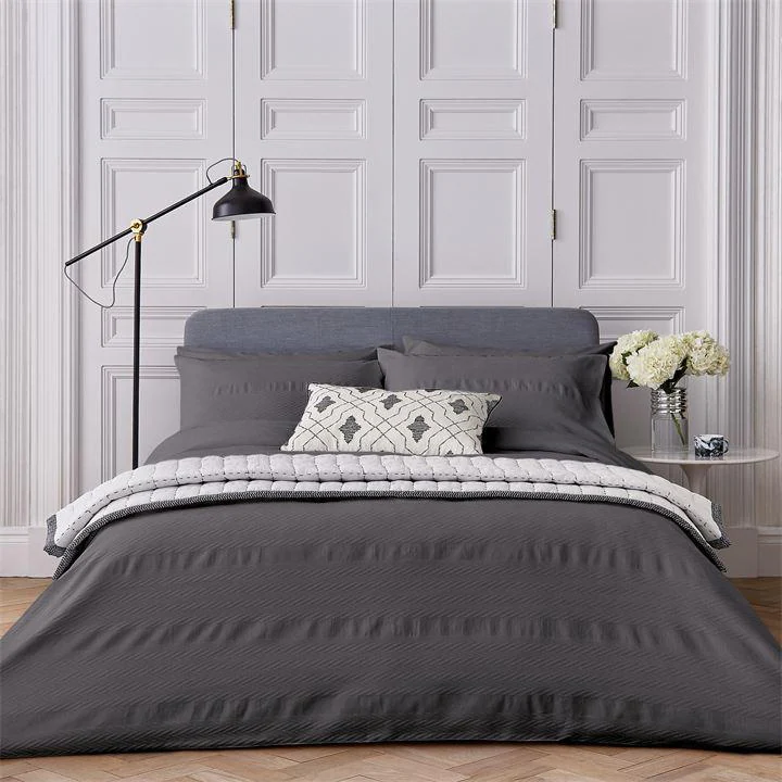 Bedeck of Belfast Dark Grey Textured Cotton Kenza' Duvet Cover - double