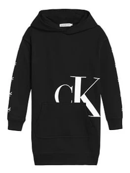 Calvin Klein Jeans Girls Mini Monogram CK Hoodie Dress - Black, Size 8 Years, Women