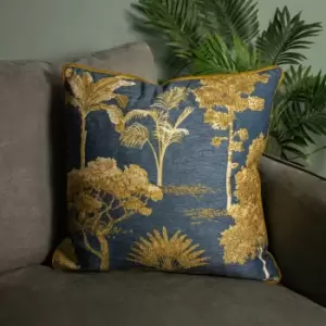 Riva Paoletti - Paoletti Arboretum Piped Cushion Cover, Blue, 50 x 50 Cm