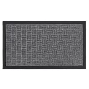 JVL Firth Carpet Rubber Backed Entrance 40 x 70cm Door Mat - Grey