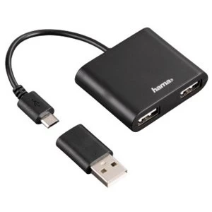 Hama USB 2.0 OTG Hub 1:2 for Smartphone/Tablet/Notebook/PC