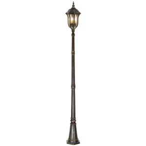 4 Light Outdoor Lamp Post Walnut IP44, E14