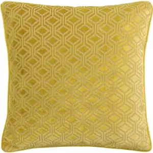 Paoletti - Avenue Velvet Jacquard Cushion Ochre - Ochre