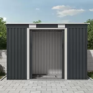 Charles Bentley Metal Galvanised Steel Shed 8.6ft x 4ft, Dark Grey