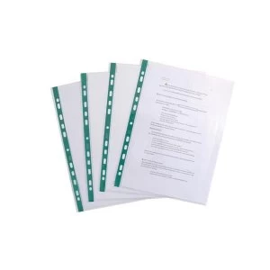 Elba A4 Pocket Multi punched 55 Micron Green Strip Clear 1 x Pack of 100