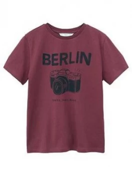 Mango Boys Berlin Printed Short Sleeve Tshirt - Burgundy