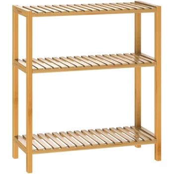 Casaria - Wooden Bathroom Shelf Rack 3 Tiers 66x58x26cm Shoe Flower Kitchen Basement Wood