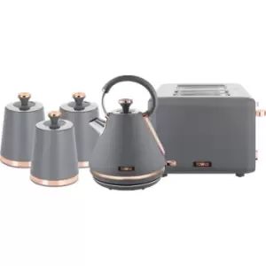 Tower Cavaletto AOBUNDLE021 1.7L Kettle and 4 Slice Toaster Set with 3 Canisters