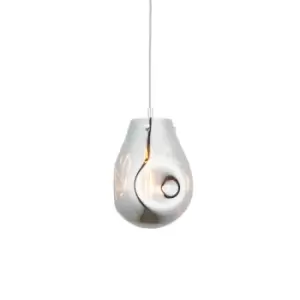 Perugia Single Pendant Ceiling Lamp, Chrome Metallic Glass, Chrome Plate