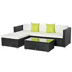 Set OutSunny Garden Sofa 860-017 BK Rattan Black, Cream