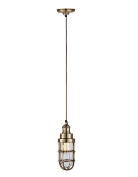 Ceiling Pendant Light Solid Brass & Clear Glass 15W LED E27 Dimmable