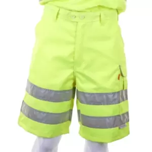 Poly-Cotton Workwear SAT YELLOW HIVIZ SHORTS 34