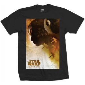 Star Wars Rogue One Jyn Silhouette Mens Medium T-Shirt - Black