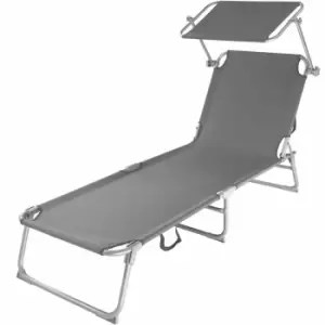 Tectake Sun Lounger With Sun Shade Grey