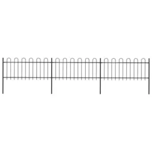 Vidaxl Garden Fence With Hoop Top Steel 5.1X0.8 M Black