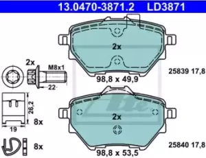 ATE Brake pad set 13.0470-3871.2 Brake pads,Brake pad set, disc brake OPEL,PEUGEOT,TOYOTA,GRANDLAND X (A18),Corsa F,COMBO Großraumlimousine (X19)