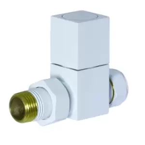 Towelrads Thermostatic Radiator Straight Valve and Lockshield Square White 105mm x 65mm 129005