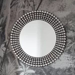 Sheriton Round Mirror 90cm Silver