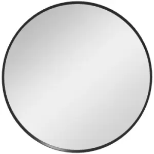 HOMCOM 61cm Decorative Wall Mirror for Bedroom Living Room, Modern Round Bathroom Mirror for Home Decor, Black