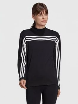 Adidas Must Have 3 Stripe Long Sleeve Tee, Black, Size L, Women