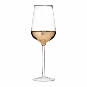 Premier Housewares Set of 4 Wine Glasses - Clear Glass/Gold