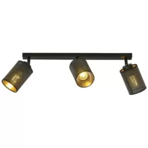 Emibig Bronx Black Ceiling Spotlight Bar with Black Fabric Shades, 3x E14