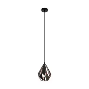 Hanging Ceiling Pendant Light Black & Copper Geometric 1x 60W E27 Feature Lamp