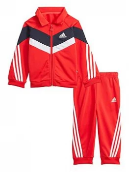 Boys, adidas Infant Unisex Future Icons Shiny Tracksuit - Red/Navy, Red/Navy, Size 18-24 Months