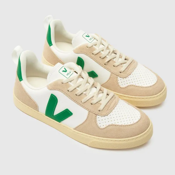 VEJA white & beige v-10 Boys Youth trainers White/Beige UK 4