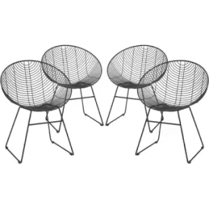 Metal Wire Round Lounge Chairs - Black - Pack of 4 - Harbour Housewares