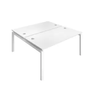 Telescopic Sliding 2 Person White Bench with Cable Port - 1400 X 800 - White Frame