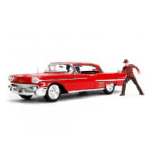 Jada Die Cast 1:24 1958 Cadillac with Freddy Kruger Figure