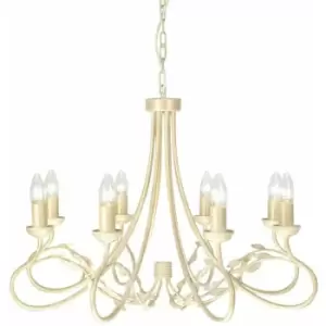 Loops - 8 Bulb Chandelier Hanging Pendant LIght Ivory Gold LED E14 60W Bulb