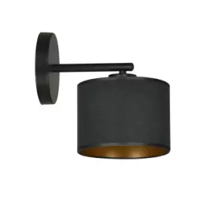 Emibig Hilde Black Wall Lamp with Shade with Black Fabric Shades, 1x E27