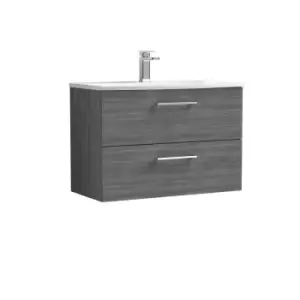 Nuie Arno 800mm Wall Hung 2 Drawer Vanity & Basin 4 Anthracite