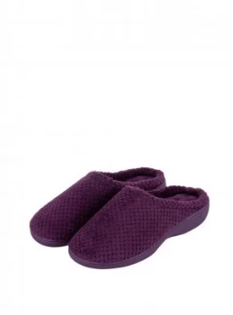 Isotoner Plum Star Popcorn Terry Mule Slippers - 7