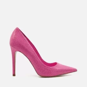 Dune Womens Amaretto Reptile Print Leather Court Shoes - Pink - UK 7