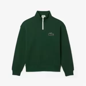 Lacoste Unisex Zip High Neck Organic Cotton Sweatshirt Size 2 - XS Green