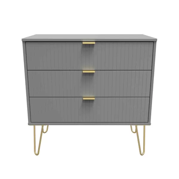 Welcome Furniture Ready Assembled Linear 3 Drawer Chest In Dusk Grey