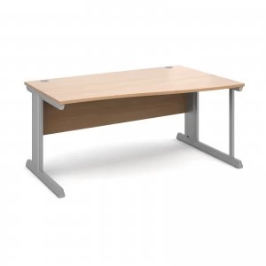 Vivo Right Hand Wave Desk 1600mm - Silver Frame Beech Top