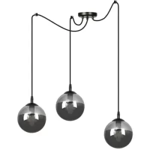 Emibig Gigi Black Glass Globe Cluster Pendant Ceiling Light with Graphite Glass Shades, 3x E14