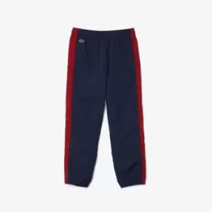 Lacoste Kids Contrast Band Taffeta Trackpants Size 6 yrs Navy Blue / Bordeaux