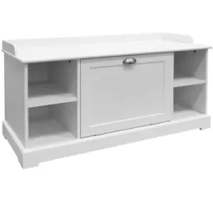 Techstyle Haven Wooden Hallway 8 Pair Shoe Storage Cupboard / Bench White