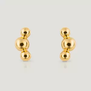 CANDY Cane Gold Plated Triple Ball Stud Earrings